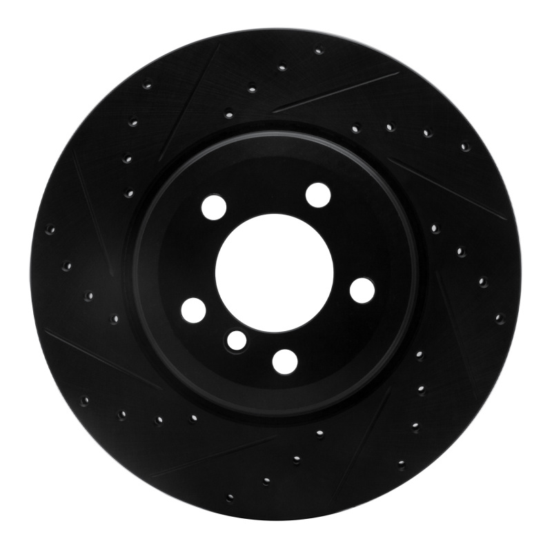 BMW 760LI Brake Rotor (1) - Rear Left - R1 Concepts - Drilled & Slotted - Black - `02-`05